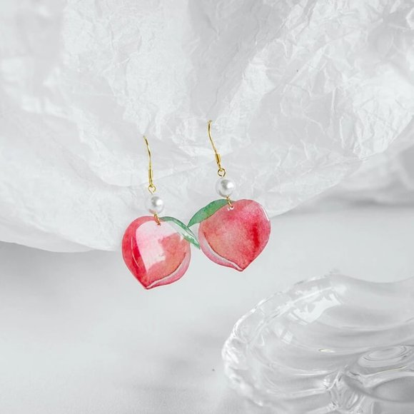 🍑Brand New Luscious Peach Contemporary Womens Earrings - Picture 2 of 7